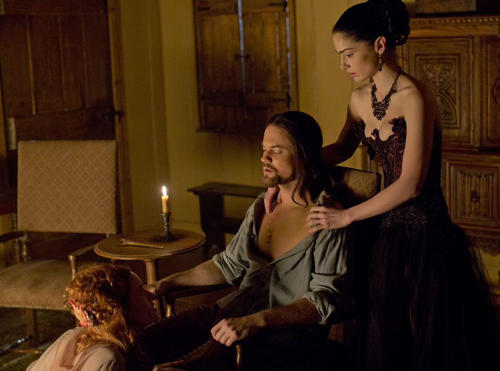 Still of Shane West and Janet Montgomery in Salem (2014)