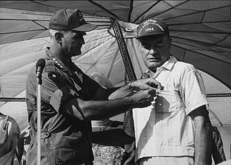 Bob Hope with General Westmoreland during a U.S.O. Christmas tour in Southeast Asia