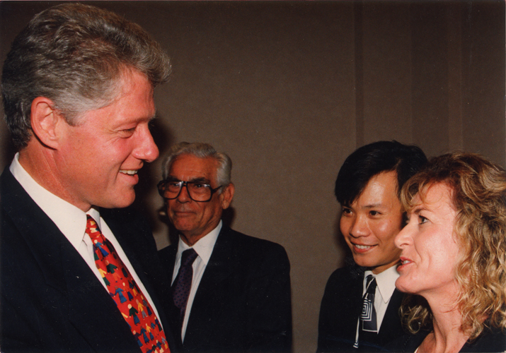 President Bill Clinton at a Democratic event in the grand ballroom of the Beverly Hills' Hilton