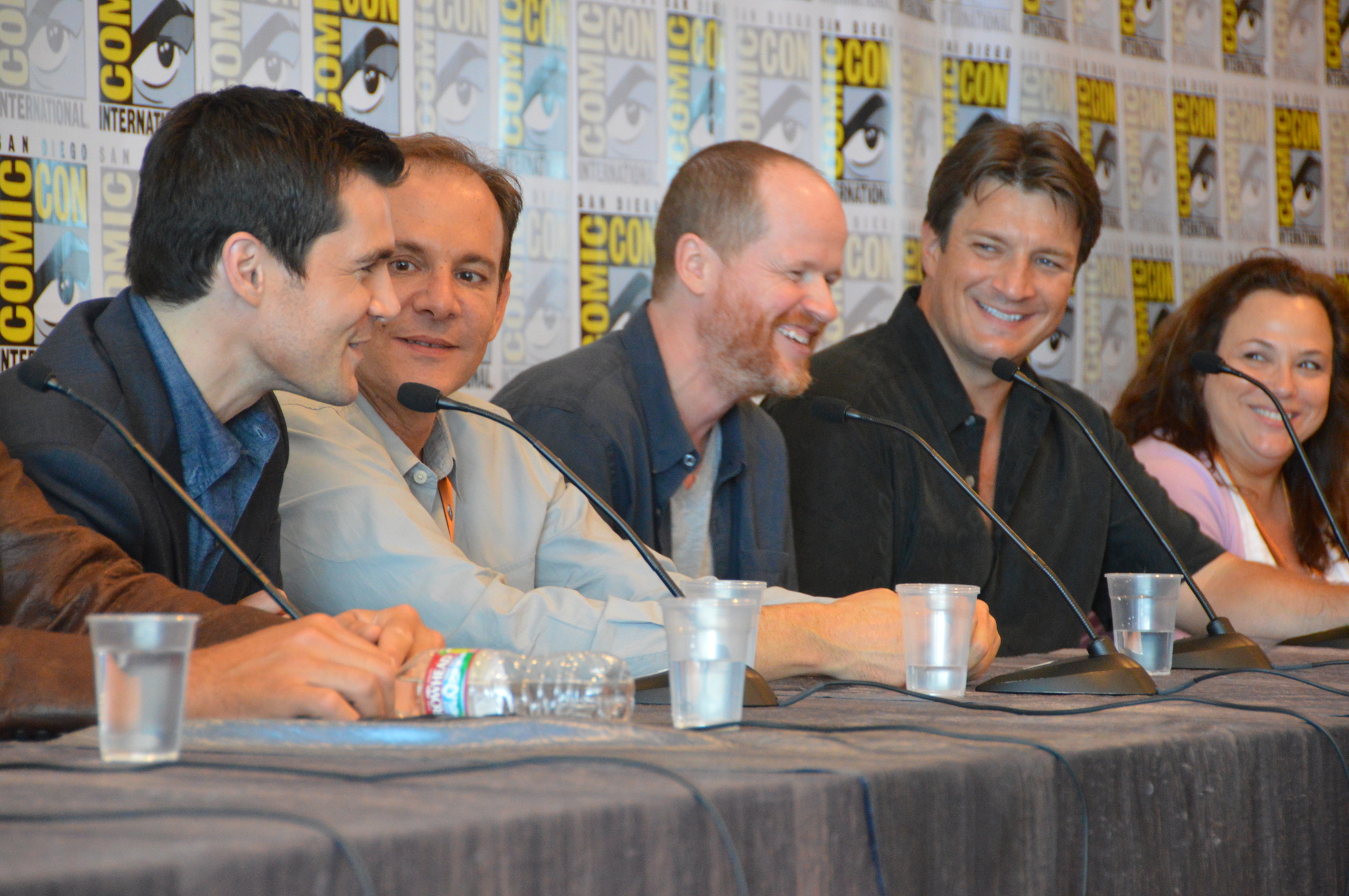 Nathan Fillion, Sean Maher and Joss Whedon at event of Firefly (2002)