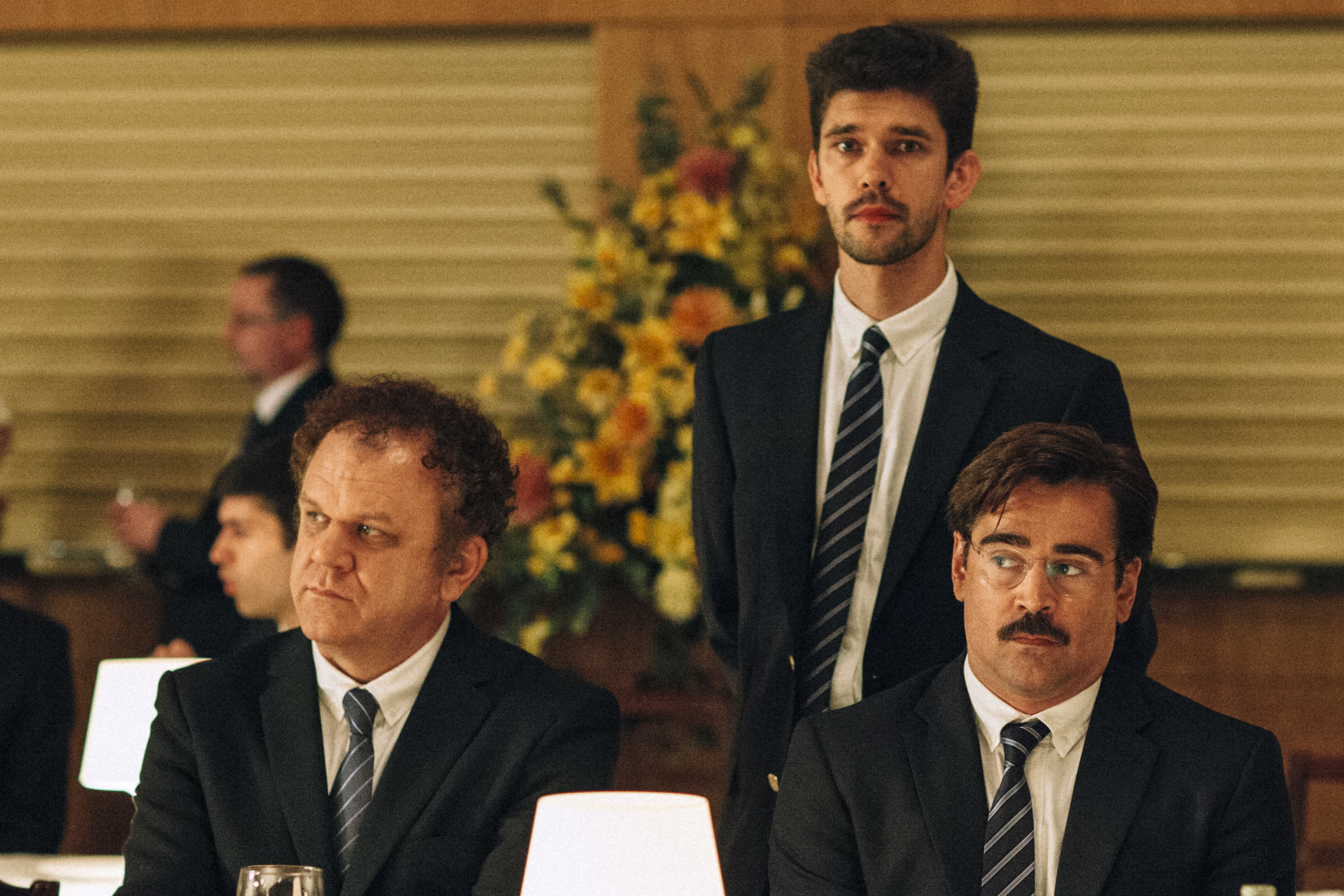 Still of John C. Reilly, Colin Farrell and Ben Whishaw in The Lobster (2015)