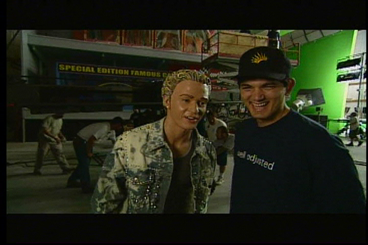 Justin Timberlake and Stunt Coordinator TJ White on set of N'Sync video