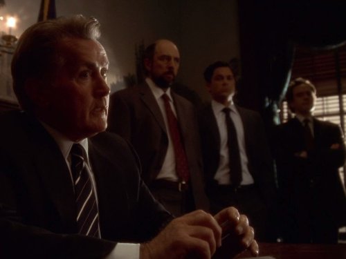 Still of Rob Lowe, Martin Sheen, Richard Schiff and Bradley Whitford in The West Wing (1999)