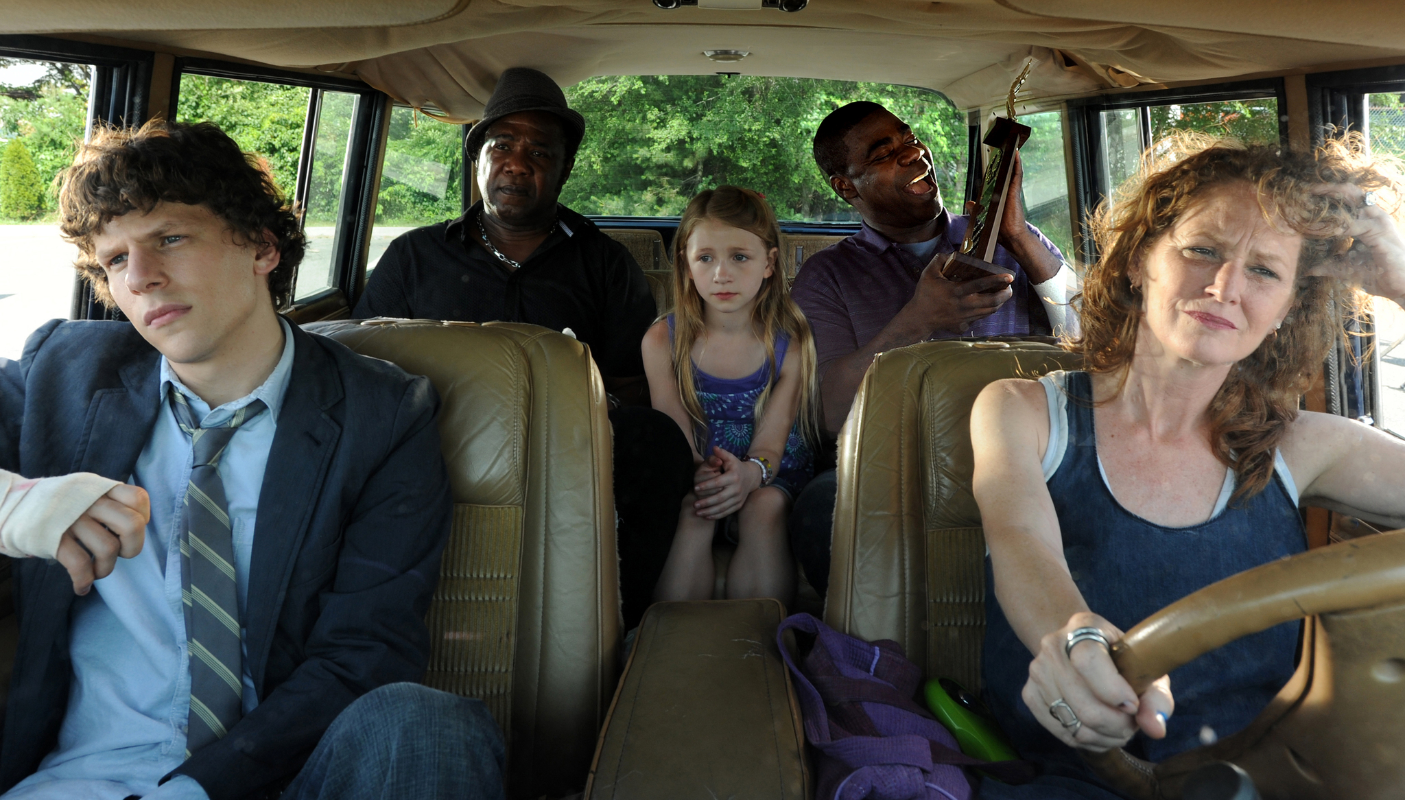Still of Jesse Eisenberg, Melissa Leo, Tracy Morgan, Isiah Whitlock Jr. and Emma Rayne Lyle in Why Stop Now? (2012)