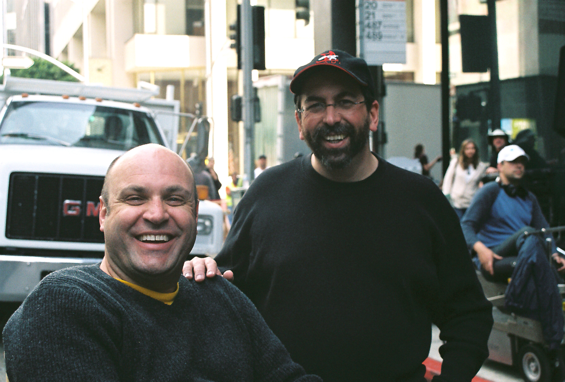 Mike Elliott (left) and William Widmaier (right) on the set of Jessica Alba starer 