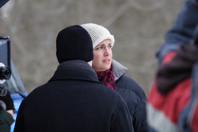 Madeline Vail on the set of The Christmas Bunny.