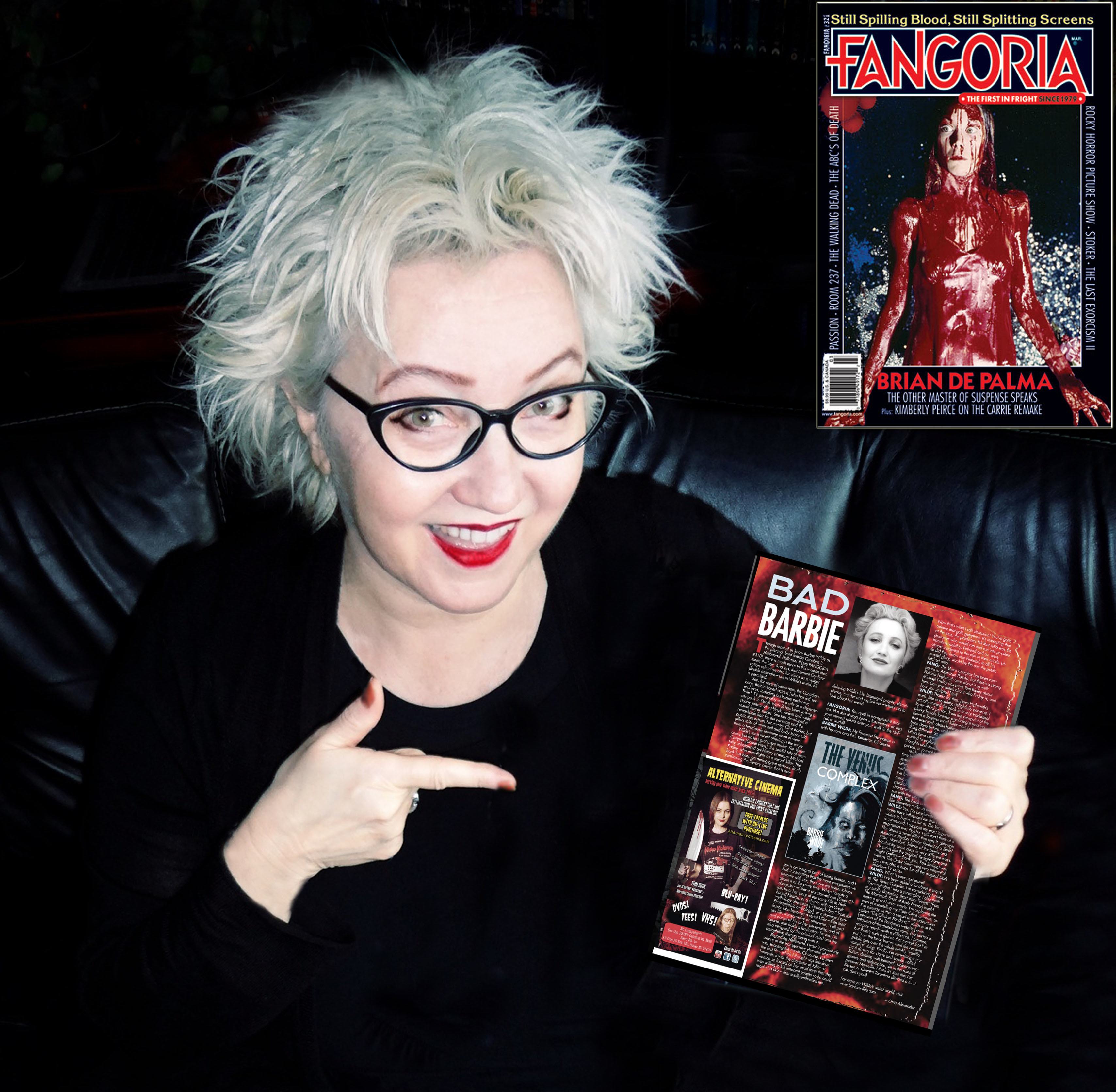 Barbie Wilde. Interview with Fangoria Magazine about the publication of her novel, The Venus Complex.