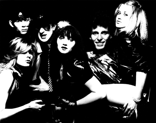 Barbie Wilde and the group Shock. 1980. RCA promo shot. (from left: Karen Sparks, Sean Crawford, Tim Dry, Barbie Wilde, Robert Pereno, LA Richards)