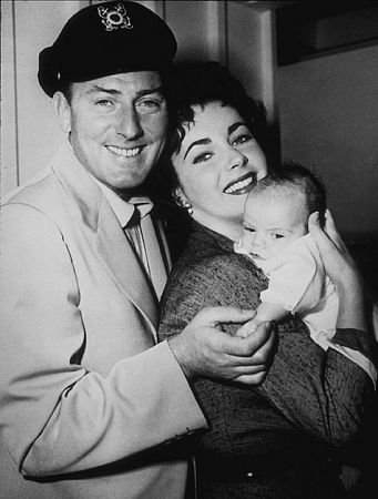 Elizabeth Taylor and Michael Wilding with their first child, Michael Howard Jr.