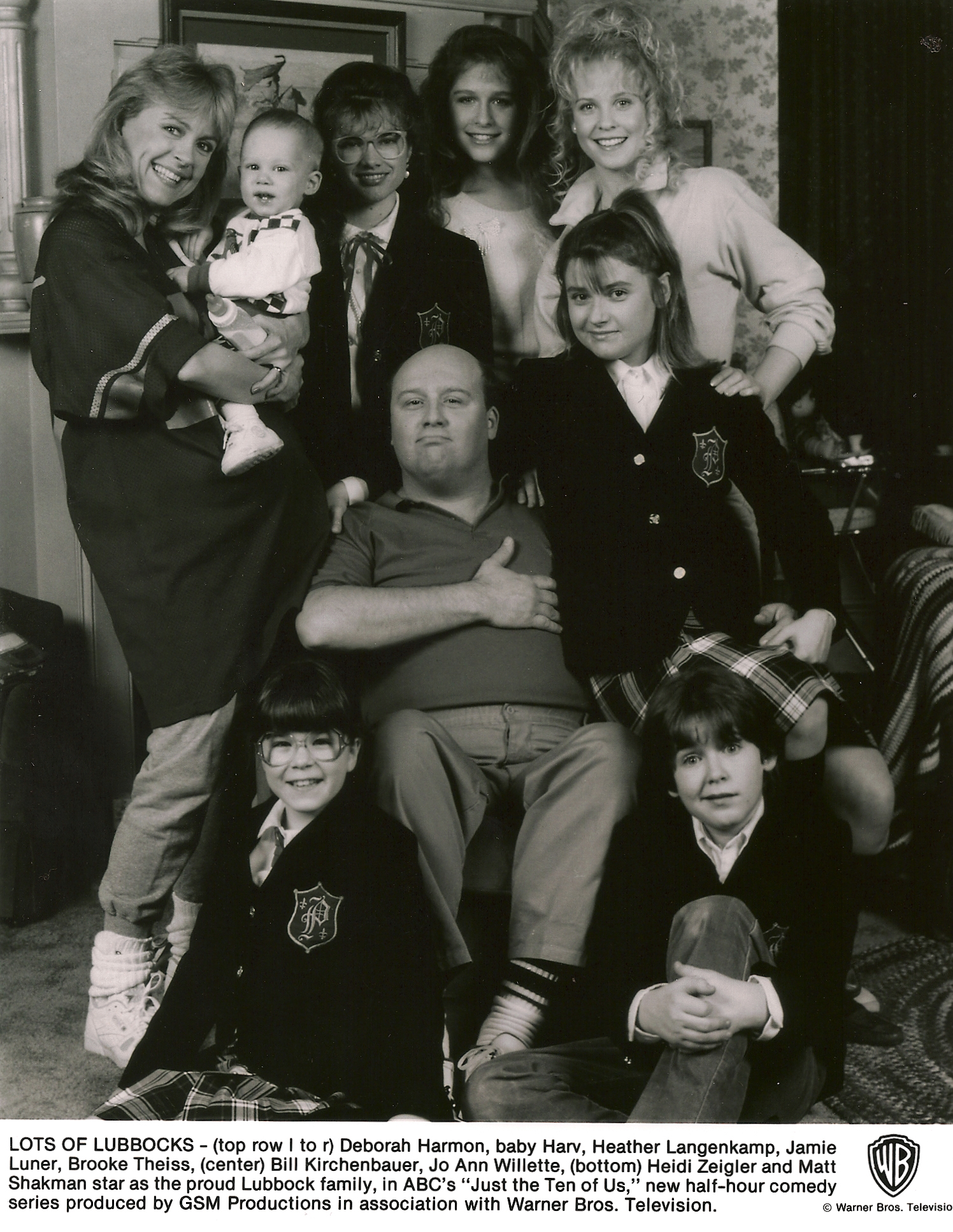 Cast of JUST THE TEN OF US: Deb Harmon, Heather Langenkamp, Jamie Lunar, Brooke Theiss, Bill Kirchenbaer, JoAnn Willette, Heidi Zeigler and Matt Shakman