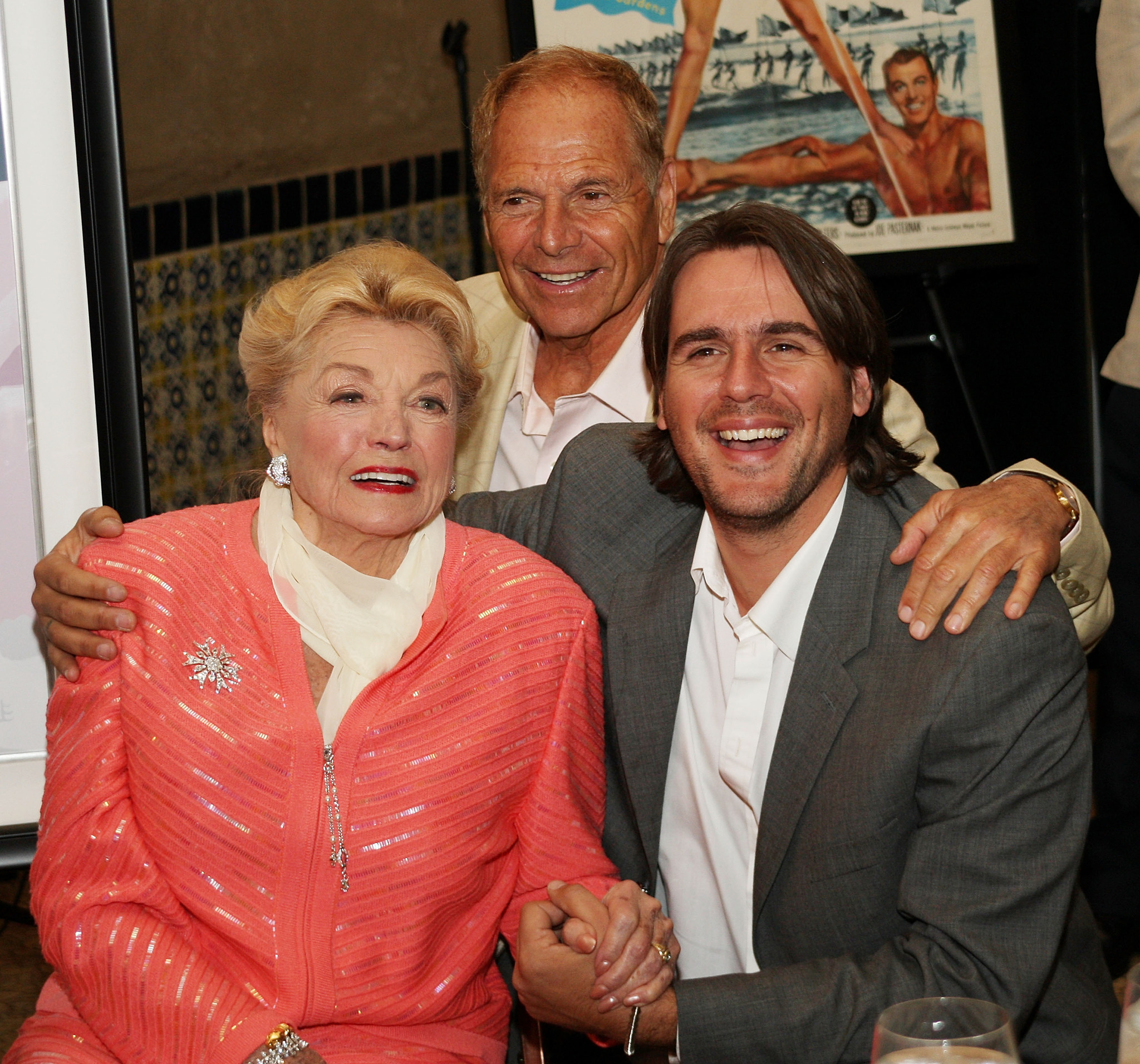 Actress Esther Williams, her huband Edward Bell and her stepson attend the 87th annual installation and awards luncheon for the Hollywood Chamber of Commerce at the Hollywood Roosevelt Hotel on April 9, 2008 in Hollywood, California.