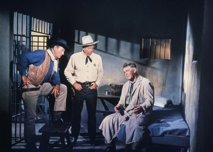 Still of John Wayne, Bruce Cabot and Guinn 'Big Boy' Williams in The Comancheros (1961)