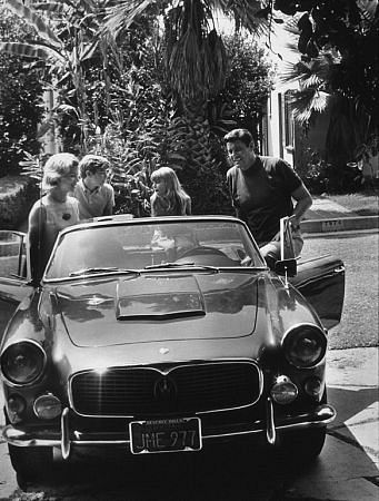 Guy Williams with wife Janice, son Steven, daughter Toni and his Maserati 3500