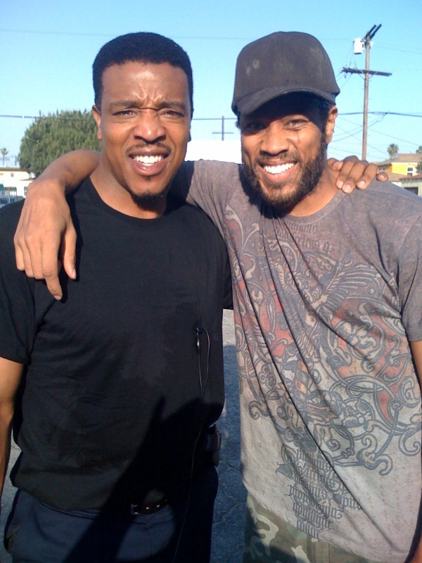 Russell Hornsby and Raymond T.Williams on set of Lincoln Heights