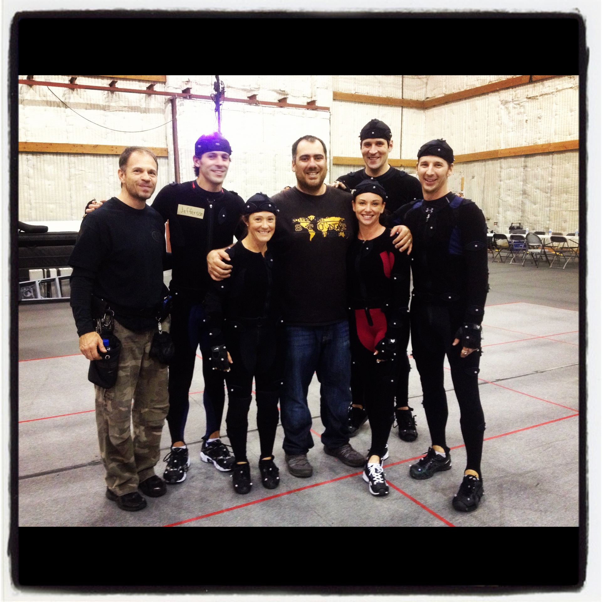 My stunt team and actors from an upcoming video game that I stunt coordinated. From L-R: Marque Ohmes, Jefferson Cox, Luci Romberg, Me, Meegan Godfrey, Travis Willingham, Colin Follenweider
