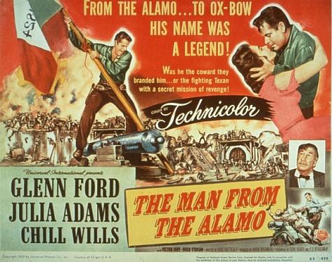 Glenn Ford, Julie Adams and Chill Wills in The Man from the Alamo (1953)