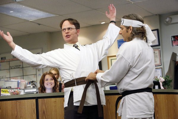 Still of Michael Imperioli, Rainn Wilson and Ellie Kemper in The Office (2005)