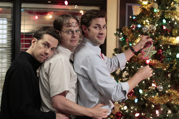 Still of Rainn Wilson, John Krasinski and Ed Helms in The Office (2005)