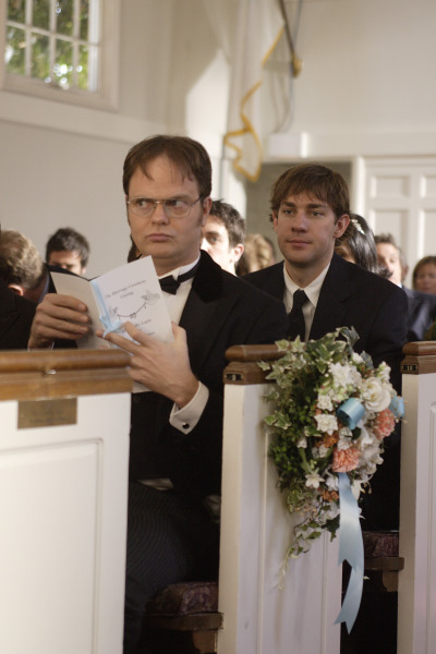 Still of Rainn Wilson and John Krasinski in The Office (2005)