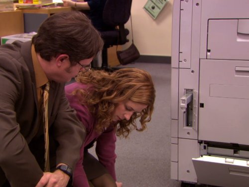 Still of Jenna Fischer and Rainn Wilson in The Office (2005)