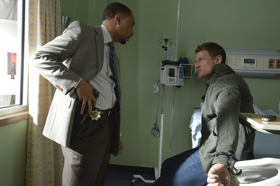 Still of Damon Gupton and Philip Winchester in The Player (2015)