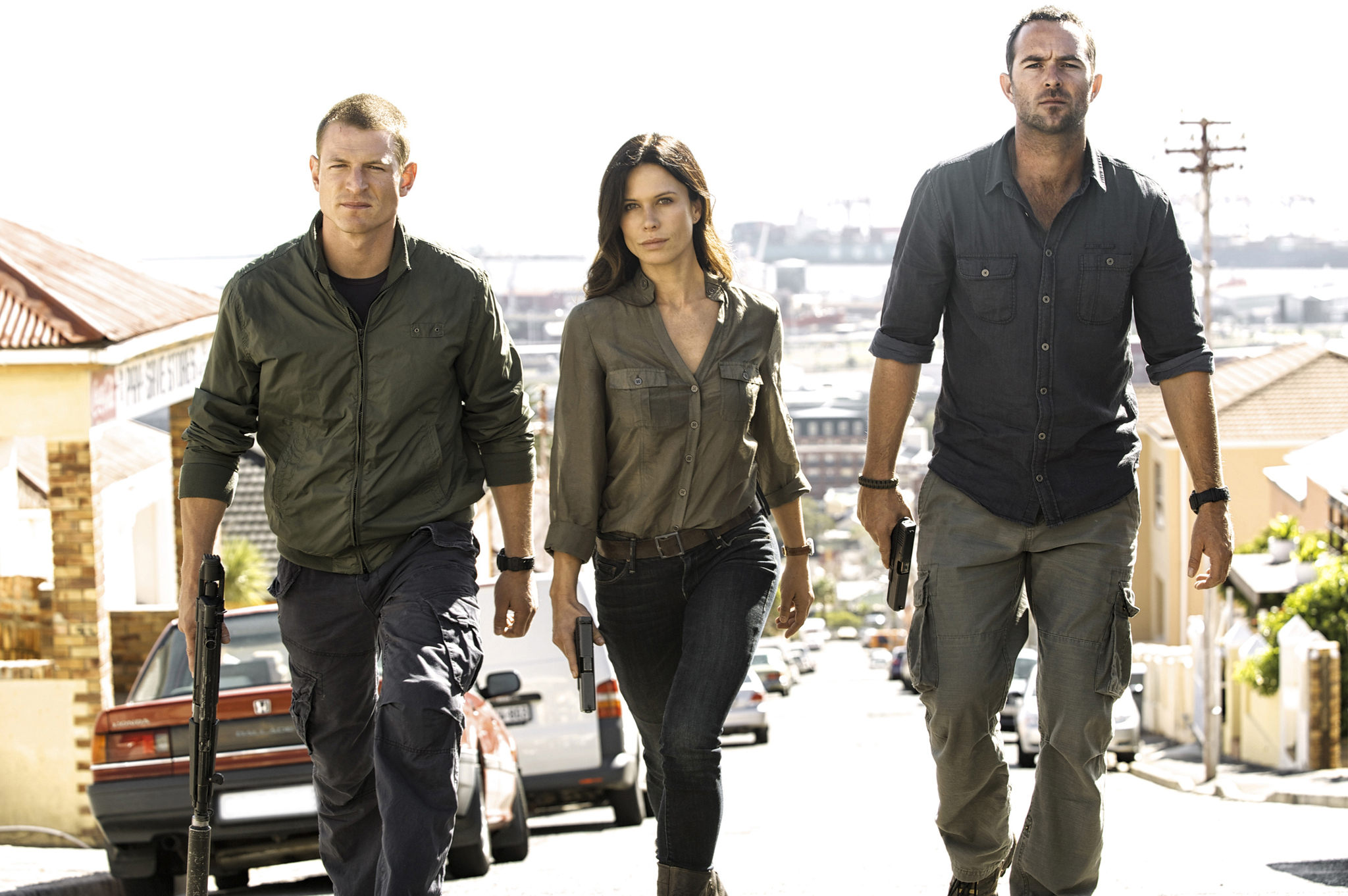 Still of Rhona Mitra, Sullivan Stapleton and Philip Winchester in Strike Back (2010)