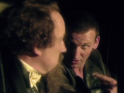 Still of Simon Callow and Christopher Eccleston in Doctor Who (2005)