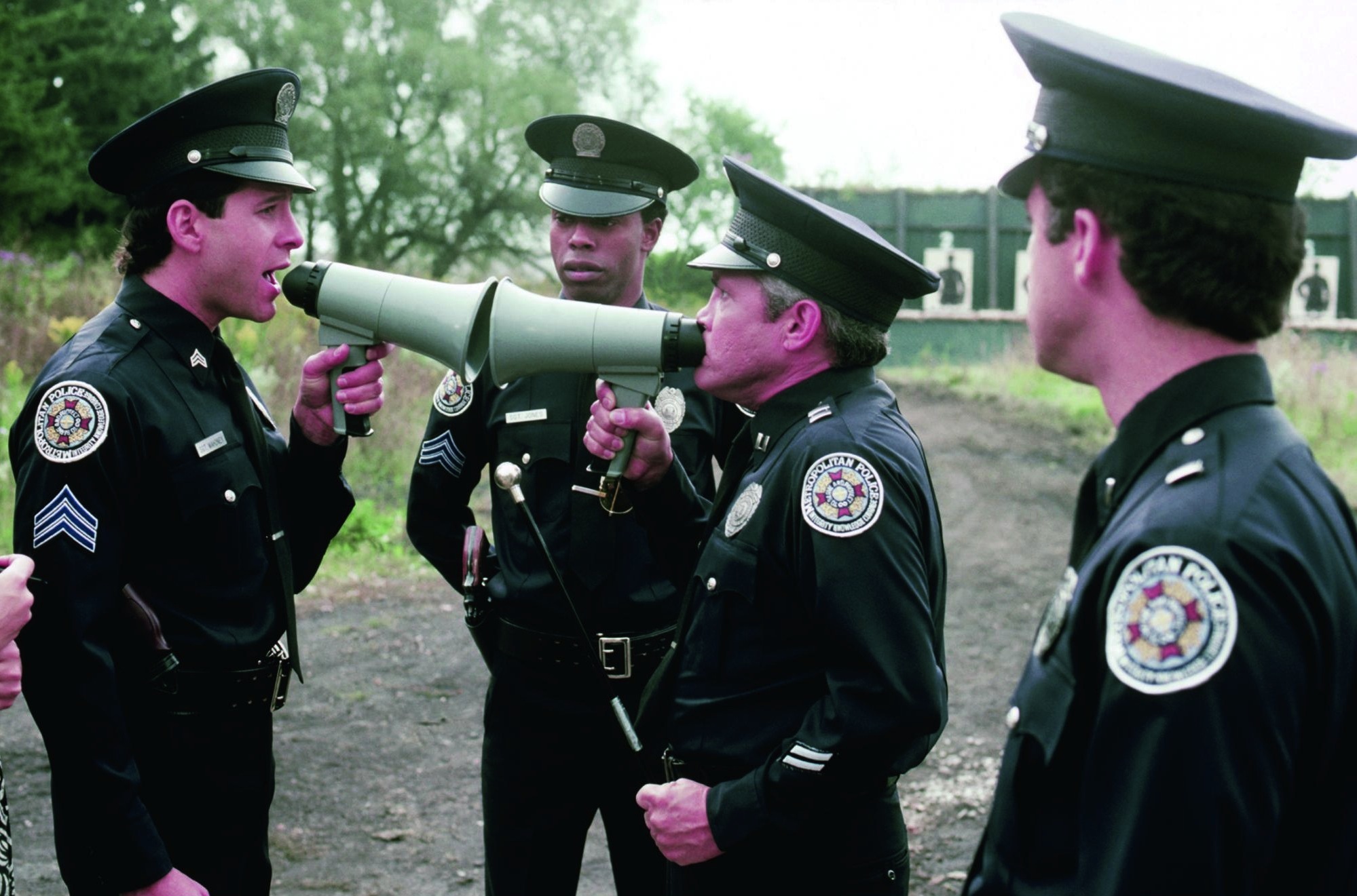 Still of Steve Guttenberg, G.W. Bailey, Lance Kinsey and Michael Winslow in Police Academy 4: Citizens on Patrol (1987)