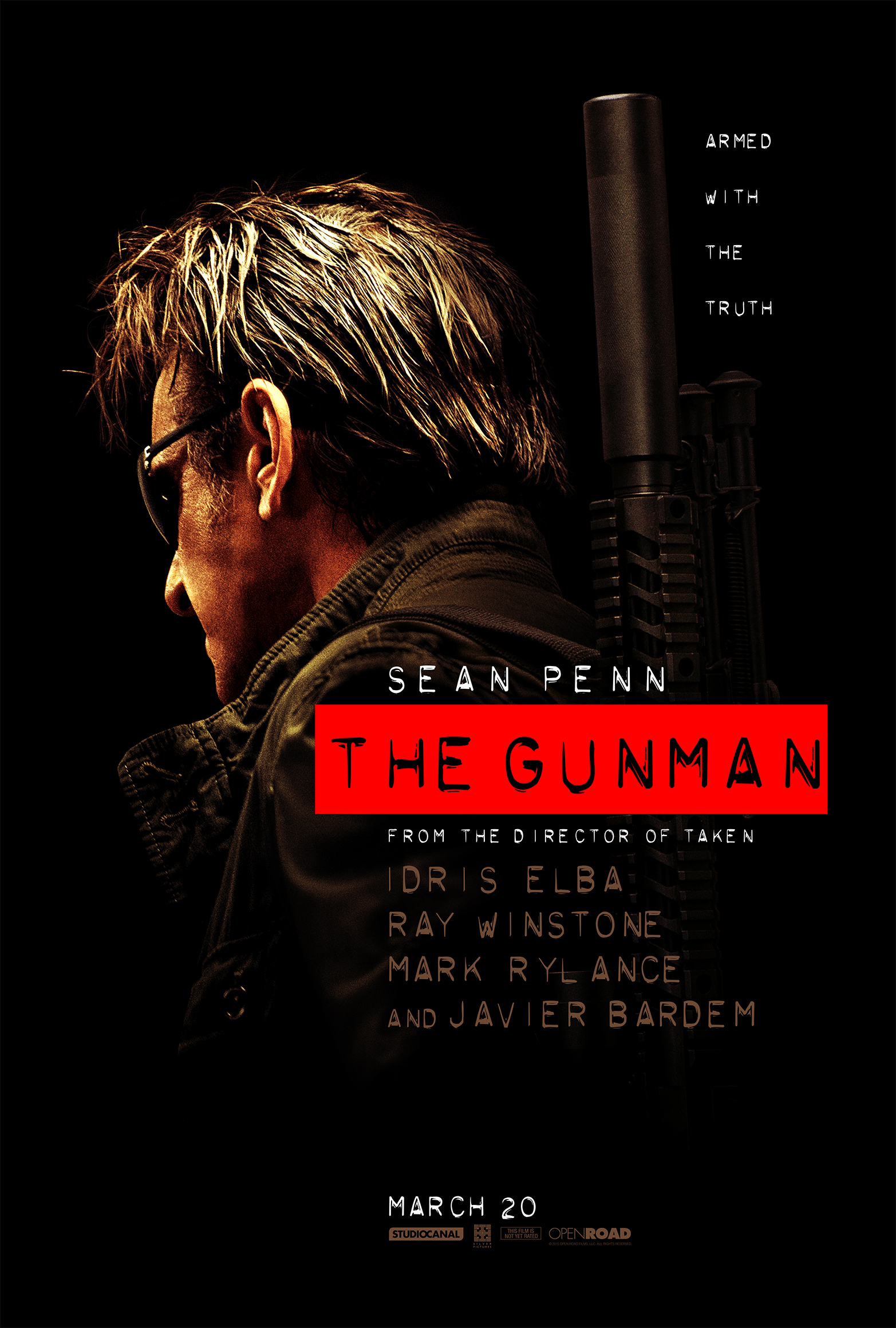 Sean Penn, Javier Bardem, Idris Elba and Ray Winstone in The Gunman (2015)