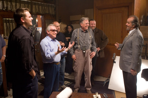 Leonardo DiCaprio, Jack Nicholson, Martin Scorsese and Ray Winstone in Infiltruoti (2006)