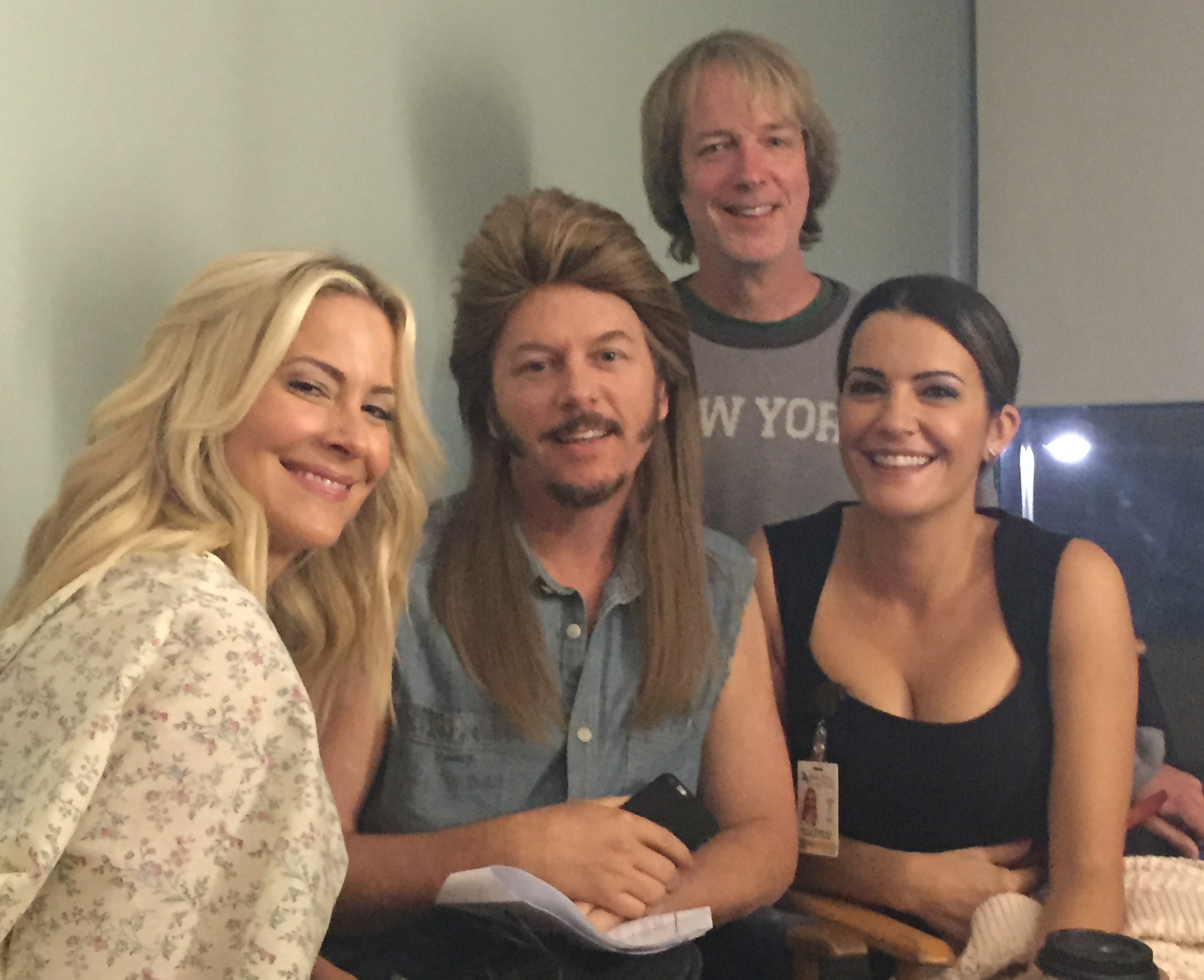 Brittany Daniel, David Spade, Fred Wolf, Natalia Cigliutti; Set of Joe Dirt Two, Beautiful Loser; Wolf directing