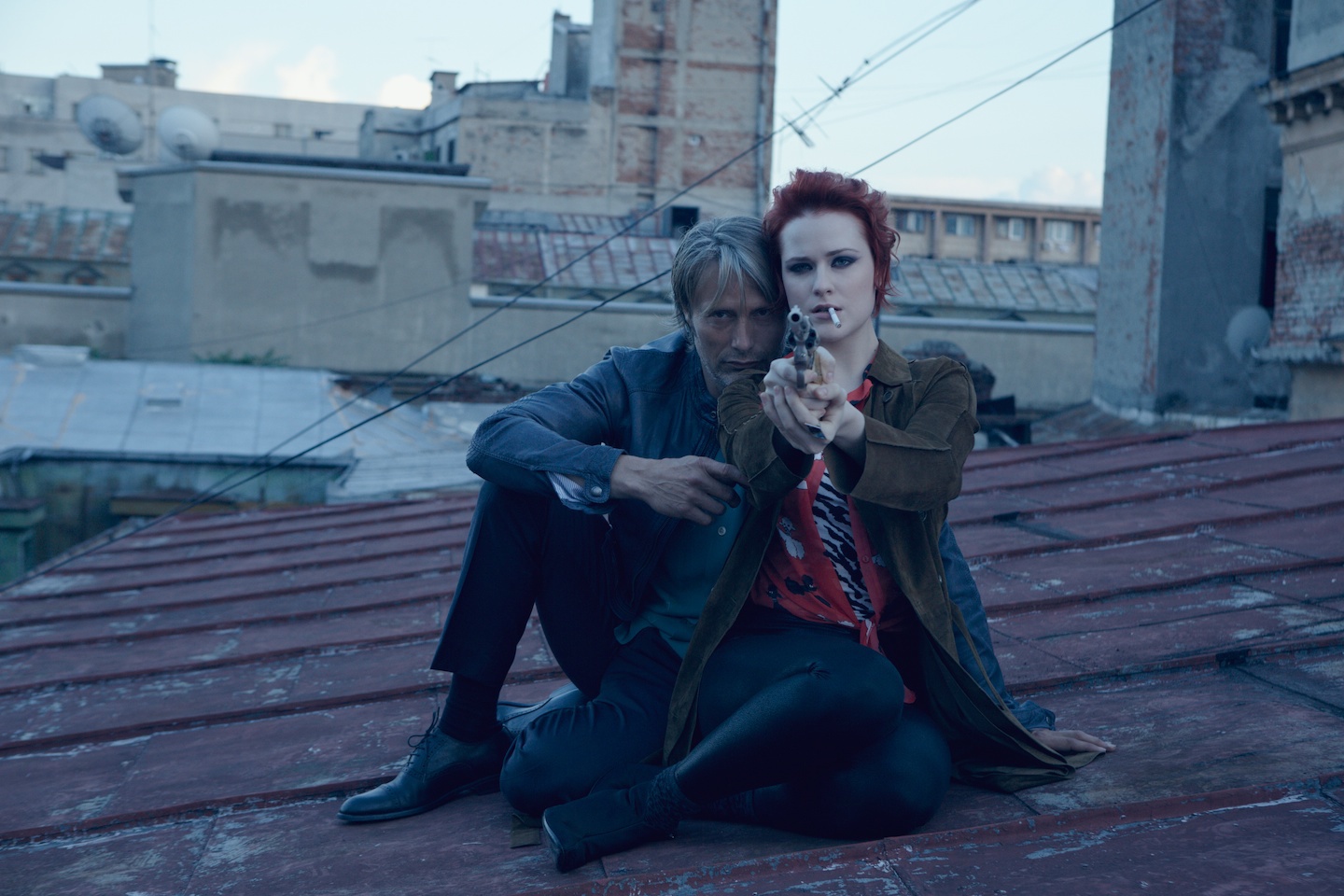 Still of Mads Mikkelsen and Evan Rachel Wood in The Necessary Death of Charlie Countryman (2013)