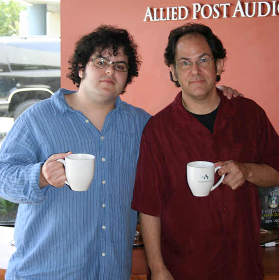 Woody Woodhall with Josh Gad recording the segment 