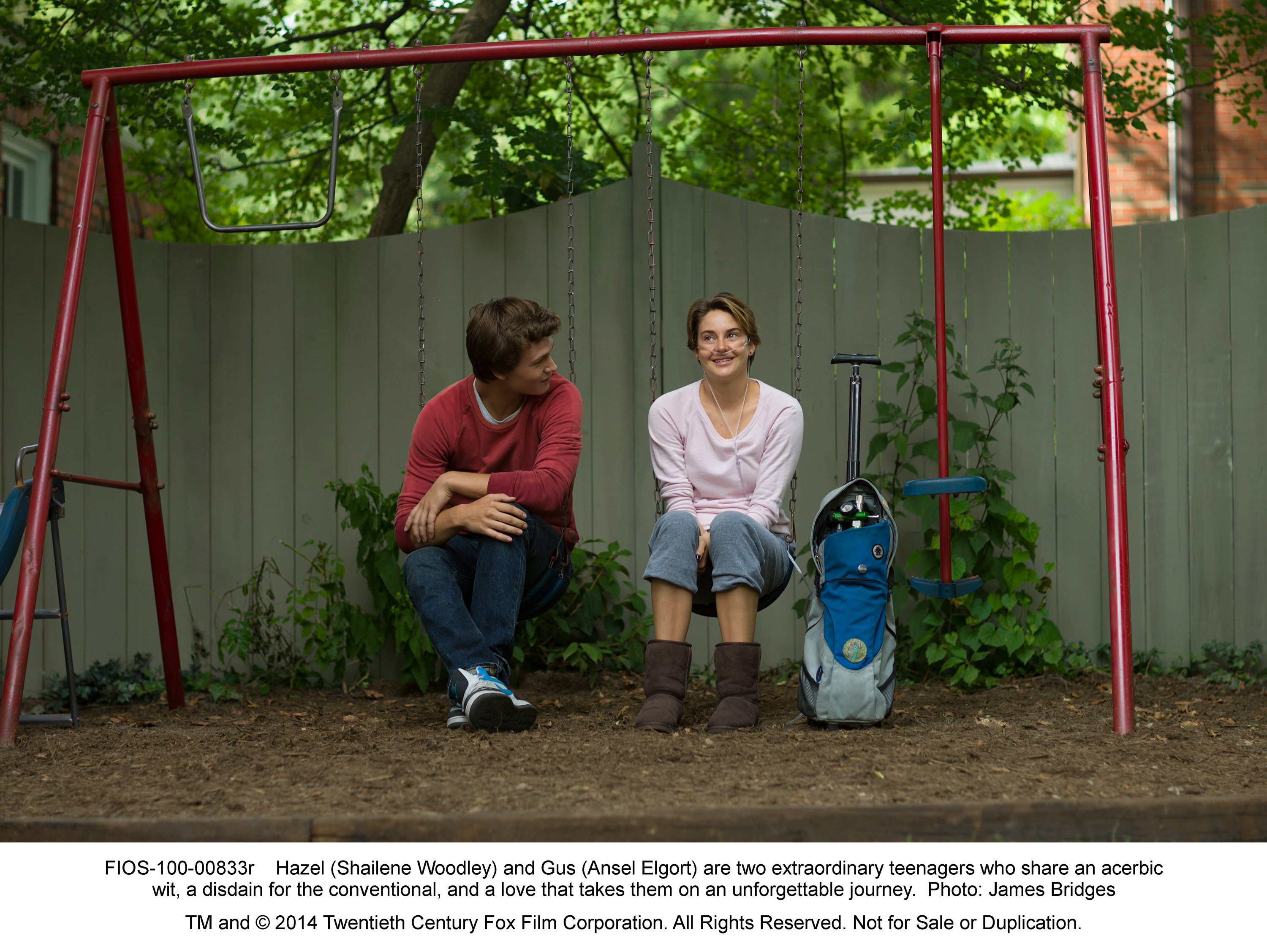 Still of Shailene Woodley and Ansel Elgort in Del musu likimo ir zvaigzdes kaltos (2014)