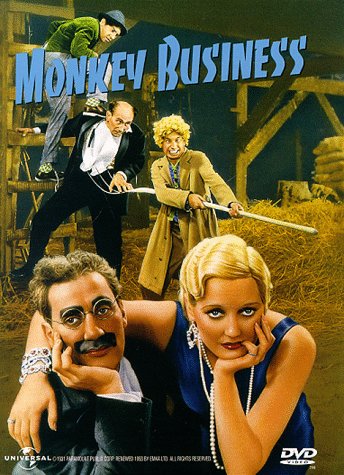 Groucho Marx, Chico Marx, Harpo Marx, Thelma Todd and Harry Woods in Monkey Business (1931)