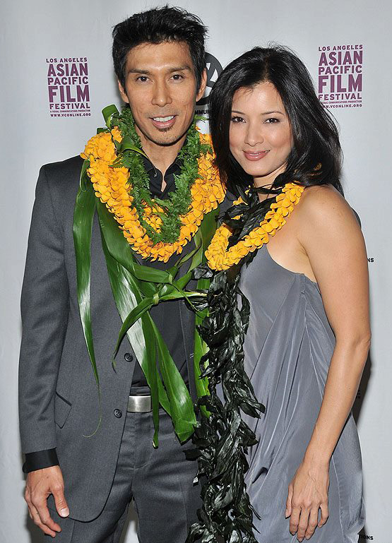 Keo Woolford with Kelly Hu at the World Premiere of 