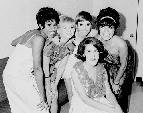 Teresa Graves, Goldie Hawn, Judy Carne, Ruth Buzzi, Jo Anne Worley during the making of 