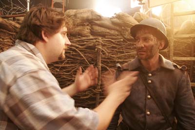 Director Boris Schaarschmidt working with Braden Wright on the set of 
