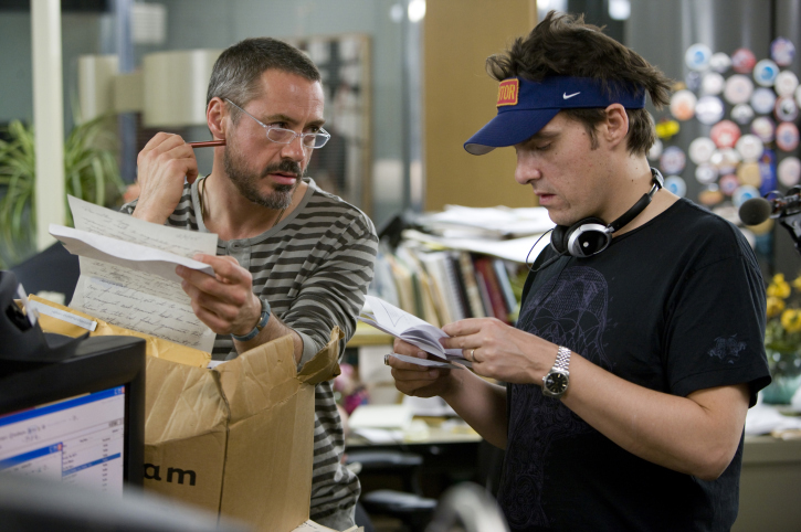 Still of Robert Downey Jr. and Joe Wright in The Soloist (2009)