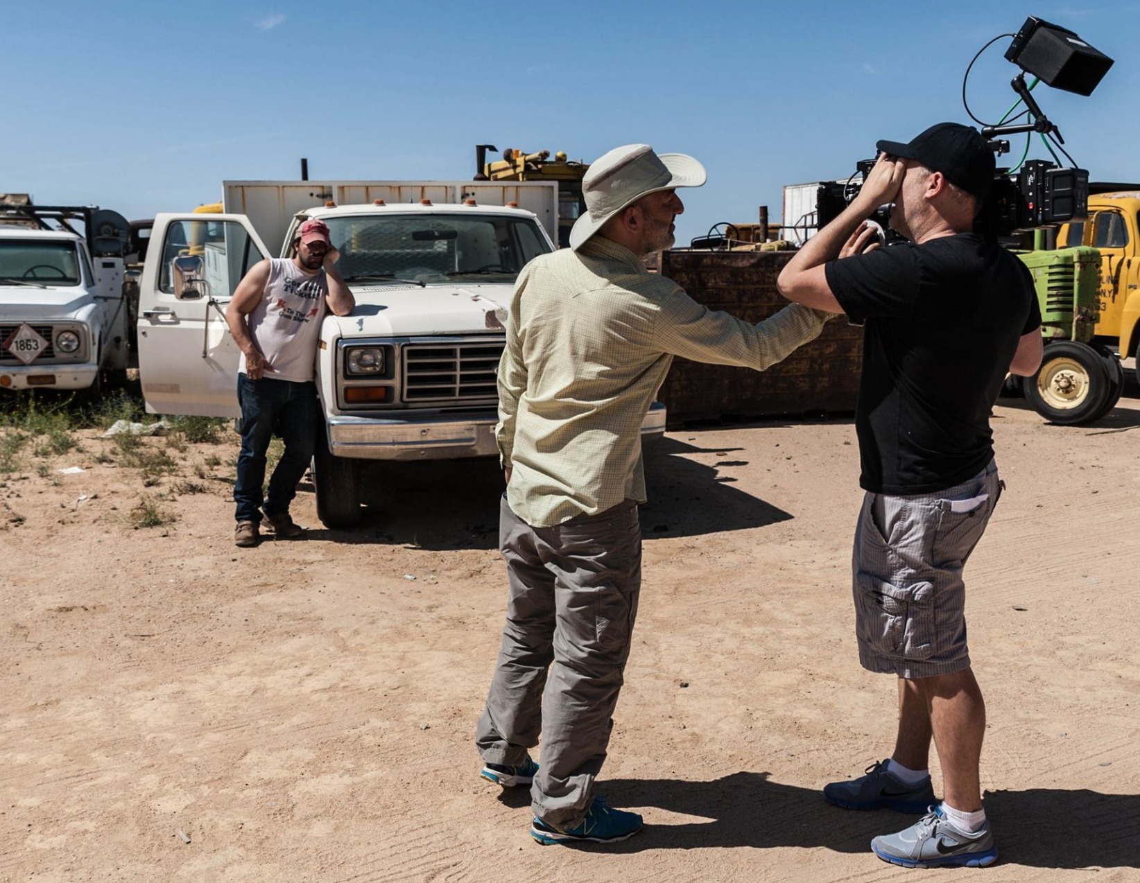 Roman Wyden and DP Reuben Steinberg on the set of the teaser for 'The Art of Dying Daily'