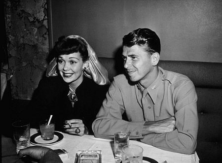 Ronald Reagan with first wife Jane Wyman C. 1945