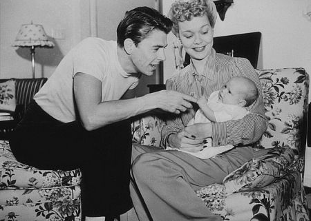 Ronald Reagan at home with first wife Jane Wyman and their daughter Maureen C. 1942