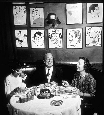 Ed Wynn and Millie Perkins at the Brown Derby restaurant, 1959.