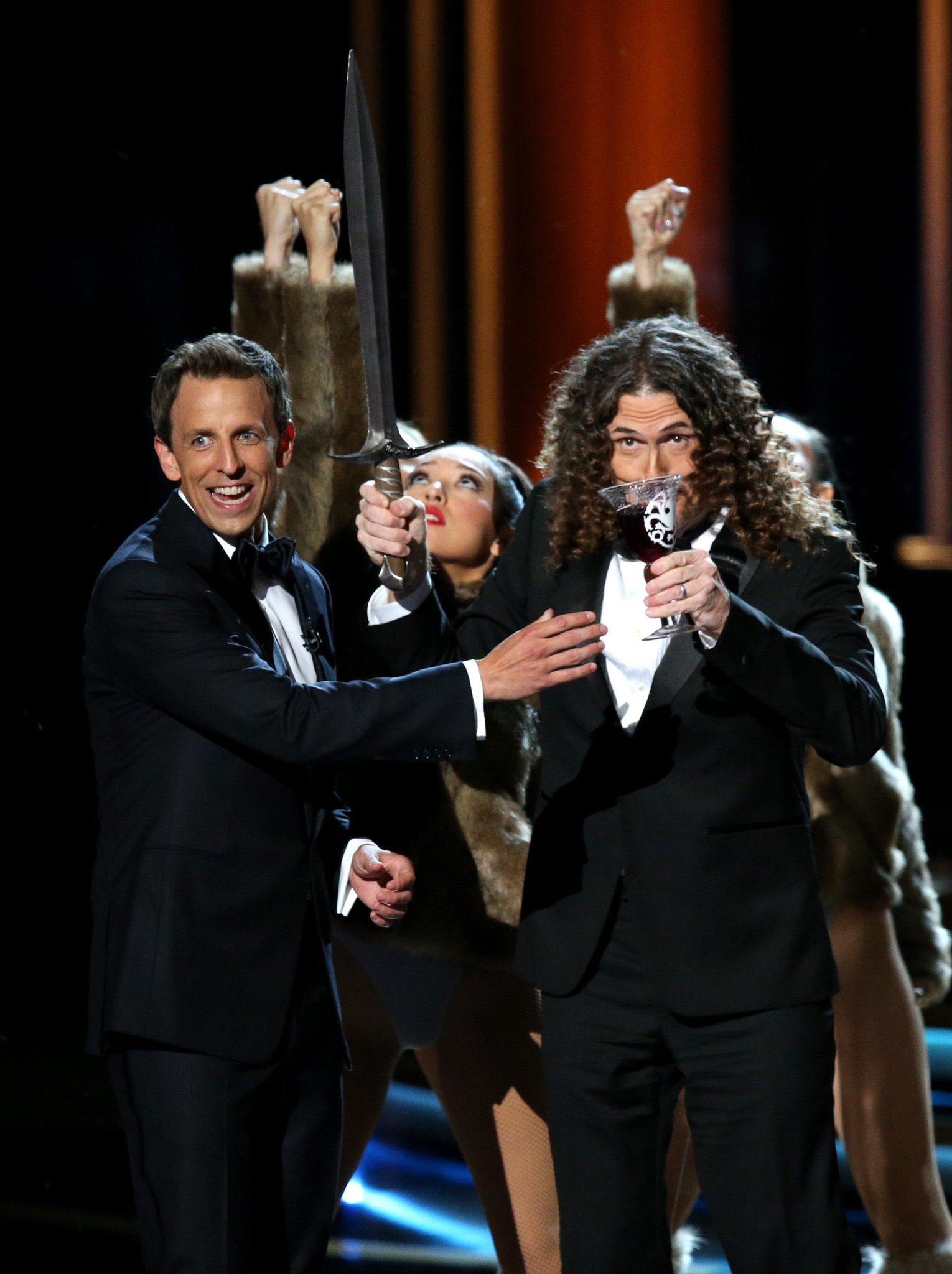 'Weird Al' Yankovic and Seth Meyers at event of The 66th Primetime Emmy Awards (2014)