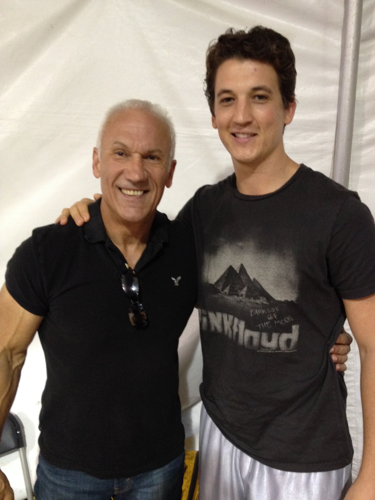 Don Yesso and Miles Teller at lunch on set of Fantastic Four