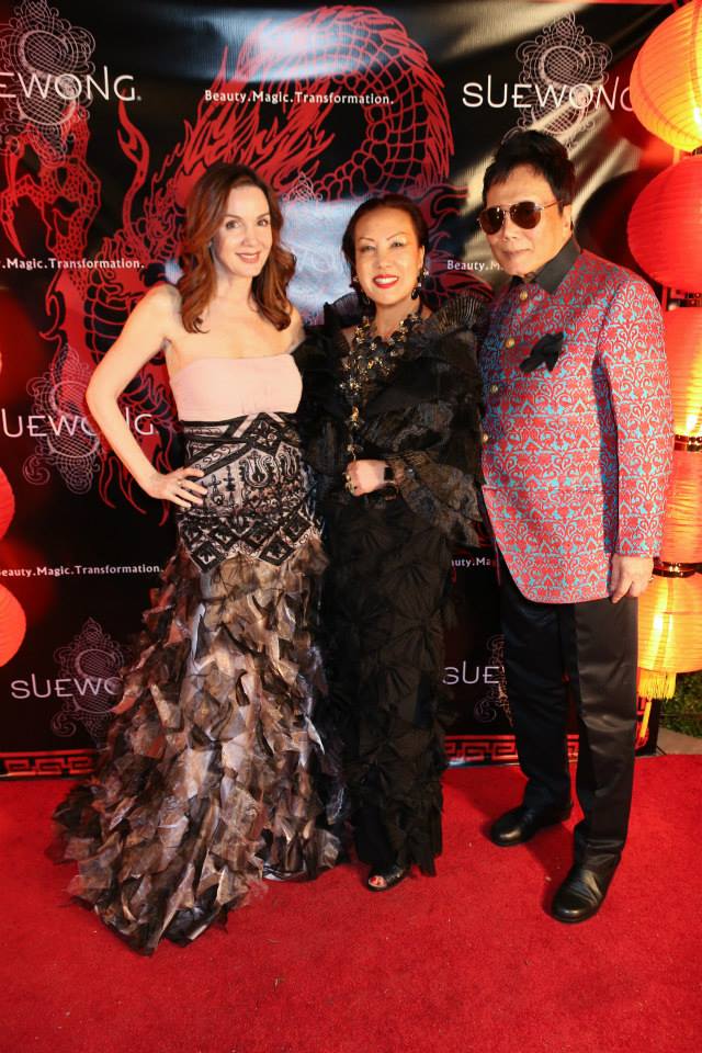 Helene Cardona, Sue Wong and Ric Young at Sue Wong's Chinese New Year party, January 31, 2014.