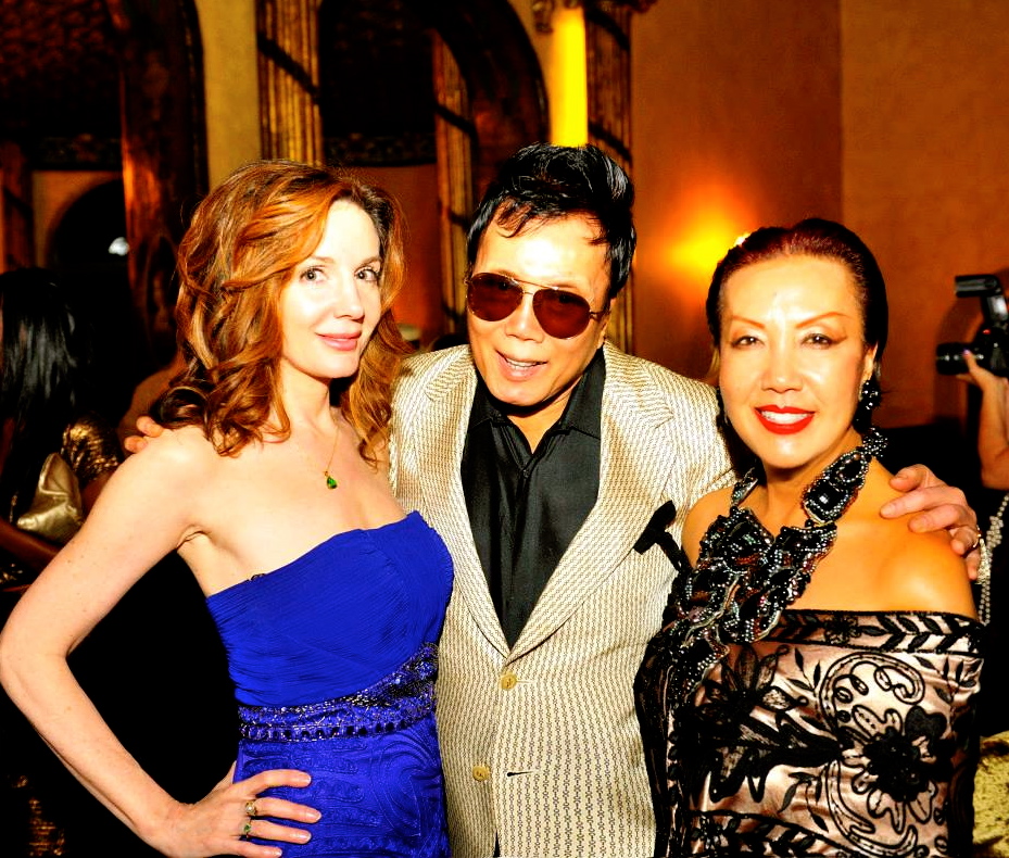 Helene Cardona, Ric Young and designer Sue Wong attend Sue Wong 'Jazz Babies' Spring 2014 Runway Show after party on October 9, 2013 in Los Angeles, California.