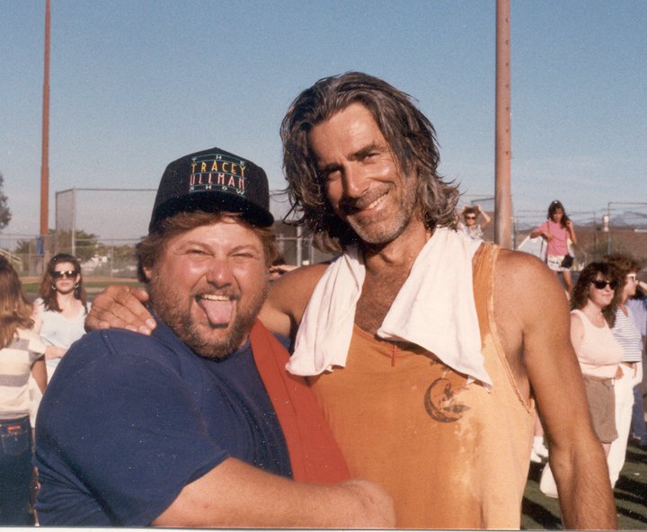 John William Young and Sam Elliot at a charity softball game for Children's Hospital while on location for the film ROAD HOUSE.