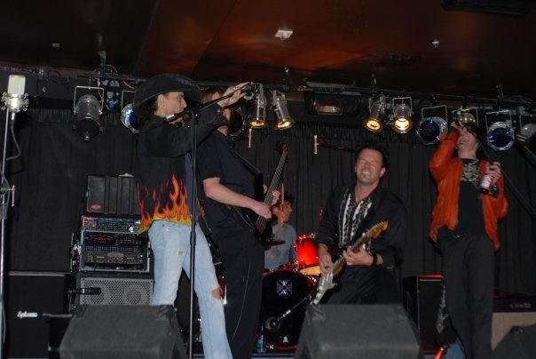 Stephen Pearcy and Peter DiStefano on stage together at the Lonely Seal Releasing concert.