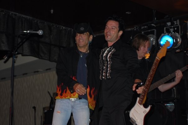 Stephen Pearcy and Peter DiStefano, on stage at the concert filmed and produced by Lonely Seal Releasing.